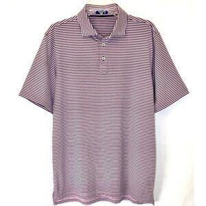 Stitch Golf Polo Shirt Men’s Large Pink Blue Stripe Poly Spandex Peru